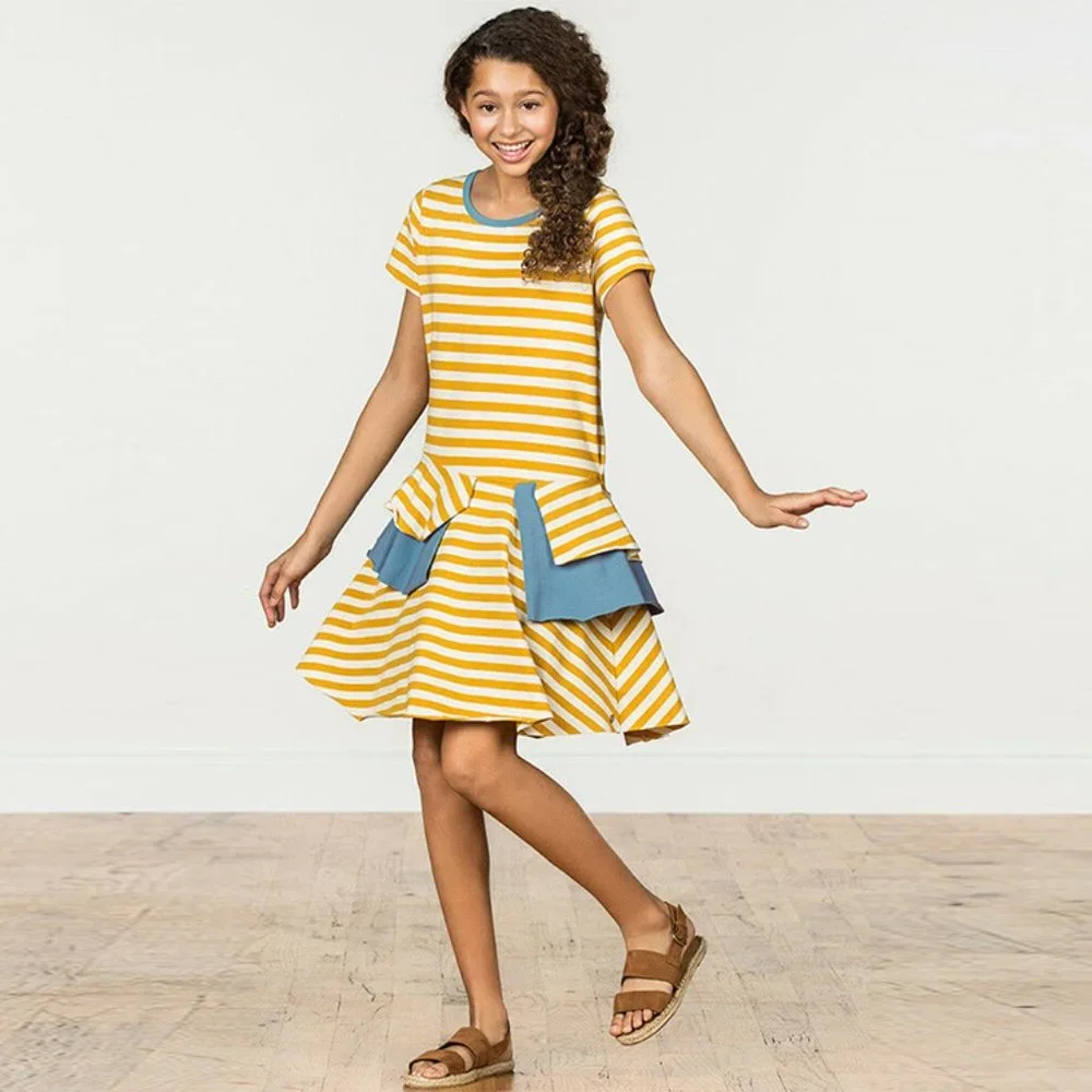 Matilda Jane Girls Yellow Striped Sun Shiny Days Dress 14